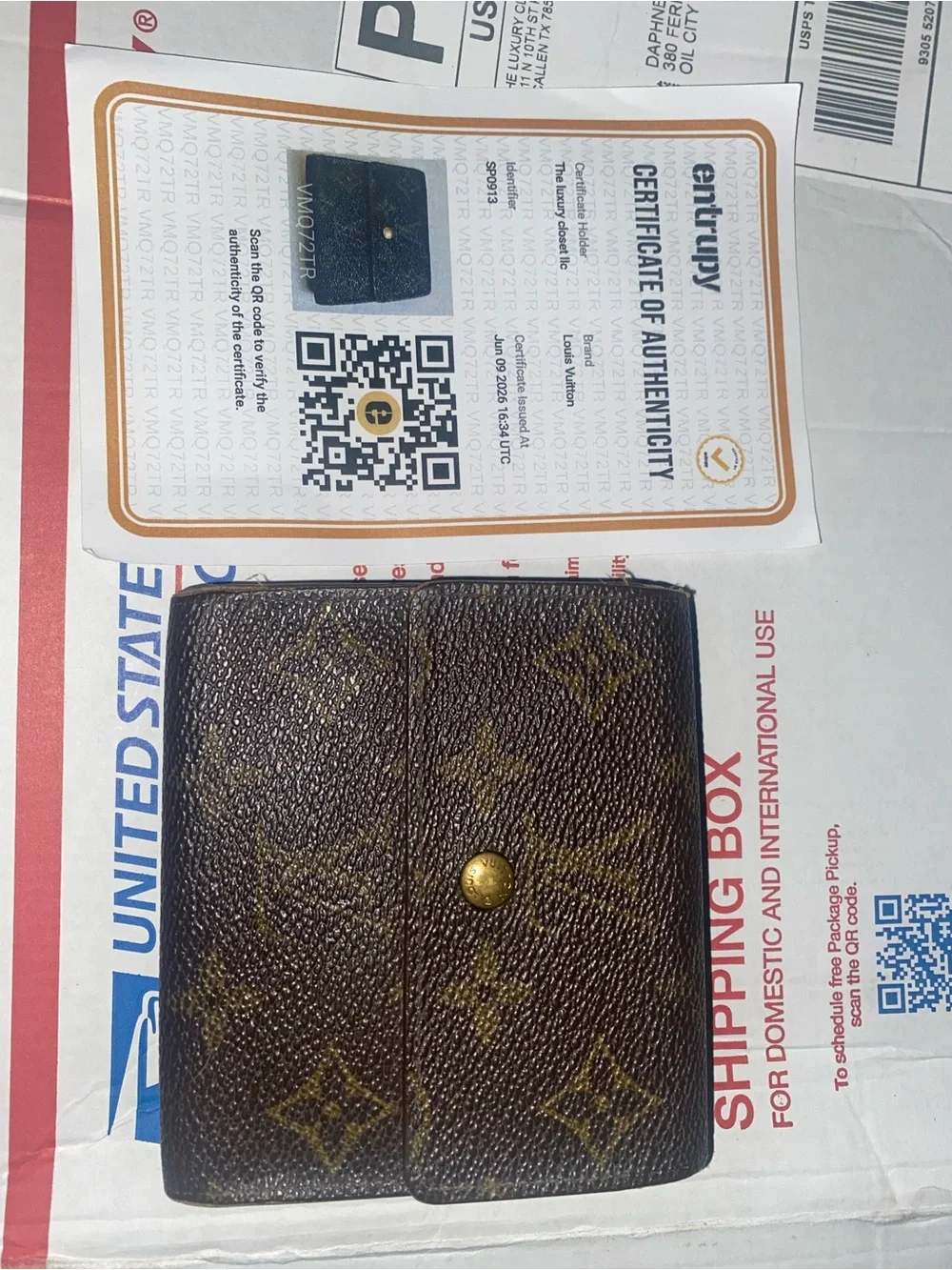 Louis Vuttion Monogram Small Fold Wallet in Brown and Gold